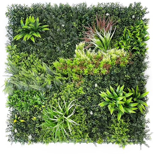 Artificial Living Wall Panels 1m x 1m - Artificial Grass Wall Panels - Garden Screening & Indoor Outdoor Plant Wall for Garden Privacy & Flower Wall Panel - 3-Year UV Guarantee (Classic Green)