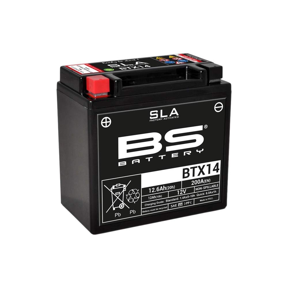 BS battery 300681 btx14 AGM SLA Moto Batterie Noir