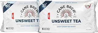 Cane Brew Unsweetened Iced Tea – Pekoe Cut Black Iced Teas, Family Size Pack – No Boil, No Mess Beverages for Home, Camping, RV, or Travel, 12 Half Gallon Bags