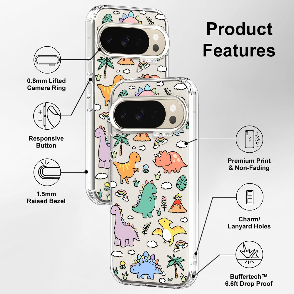 MOSNOVO Case for Google Pixel 10 & Pixel 10 Pro, [Buffertech 6.6ft Military-Grade Drop Protection] [Anti Peel Off Tech] Clear TPU Bumper Phone Case Cover Design - Cute Cherry — view 292