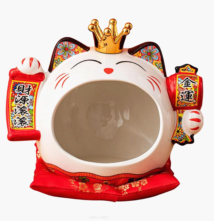 Amazon.co.jp: EatingBiting 7.9インチ 日本の陶芸 招き猫 王冠