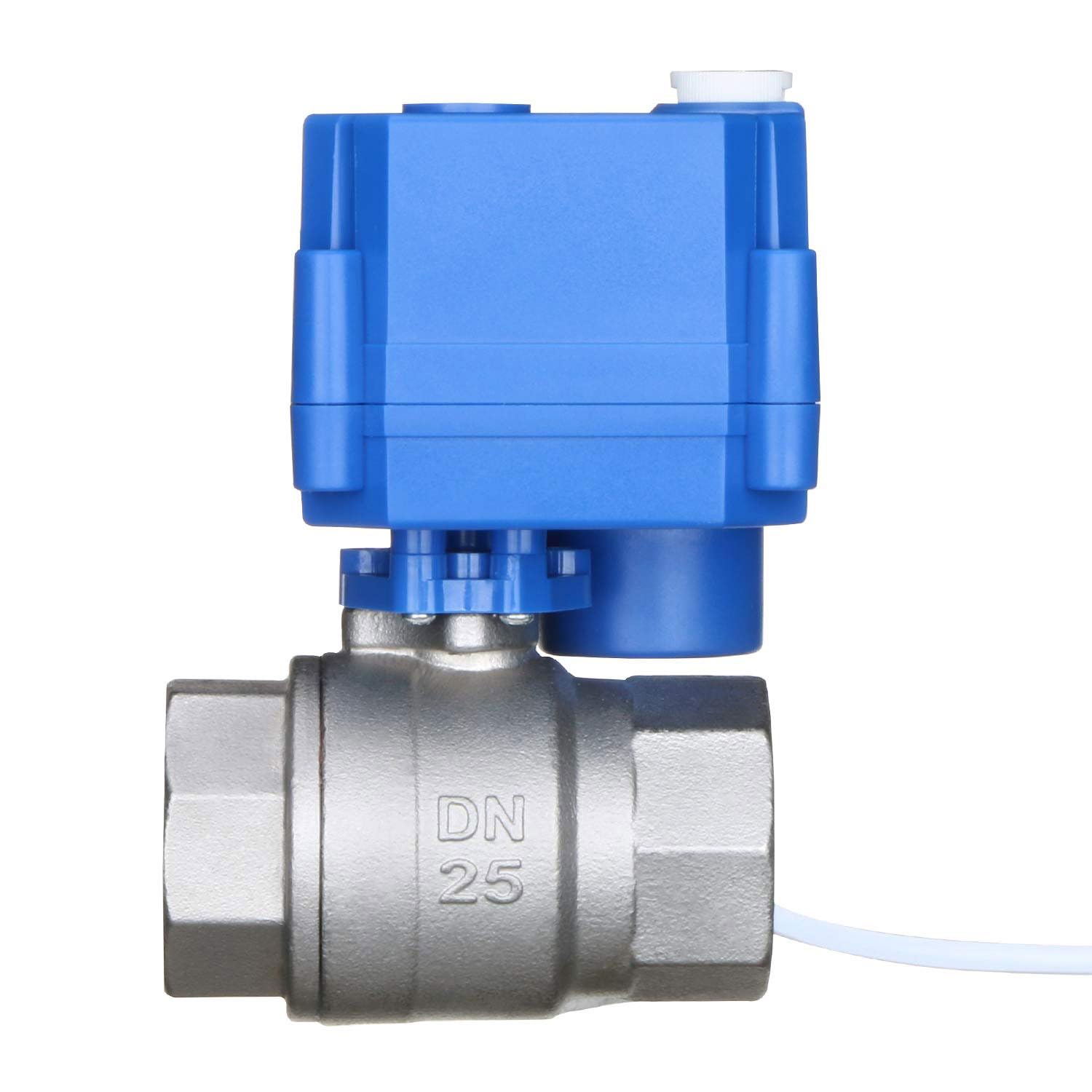 U.S. Solid Zmotoryzowany zawór kulowy – elektryczny zawór kulowy G 2,5 cm ze stali nierdzewnej z funkcją ręczną, pełny port, 9-24 V AC/DC i 3-przewodowa konfiguracja przerwy dodatniej
