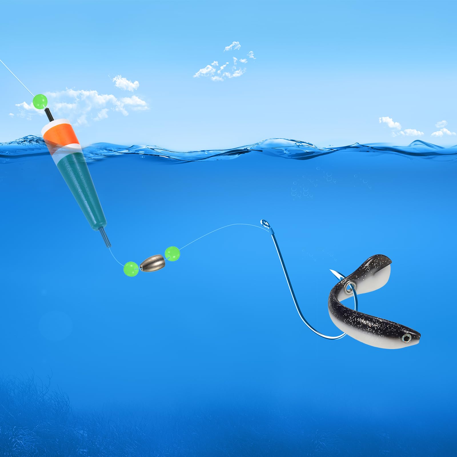PATIKIL Popping Cork Floats 3.3 Inch / 8.5cm, 5 Pack EVA Fishing Trout Float Bobber for Catfish Trout Bass Orange Green - Image 4