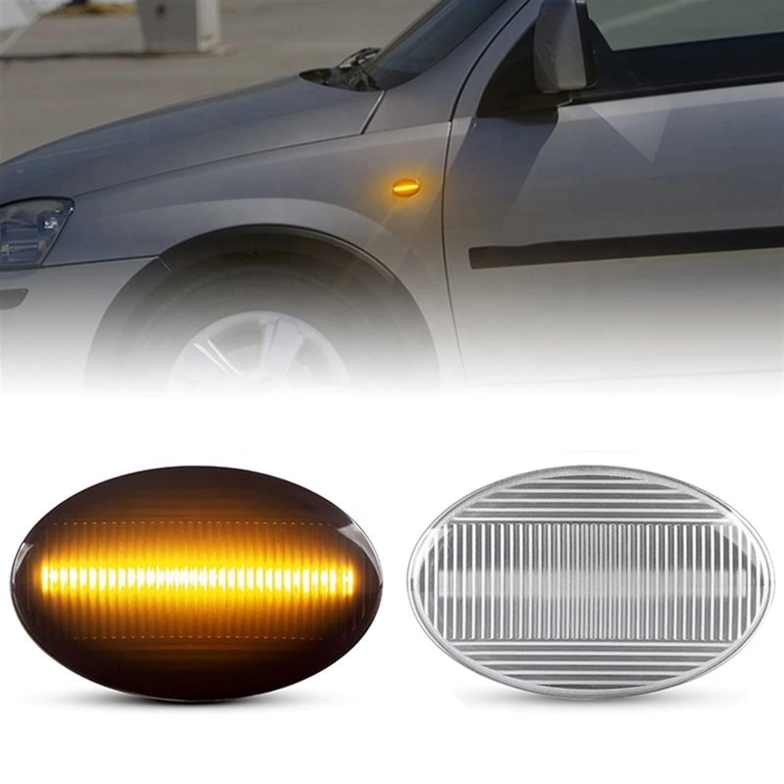 NSLUMO Indicatori laterali a LED Indicatori di direzione per Renault Premium Midlum Kerax Mascott C/D/K/T-Series Autocarri pesanti 2x Lente fumé Ripetitore laterale Indicatore lampeggiante