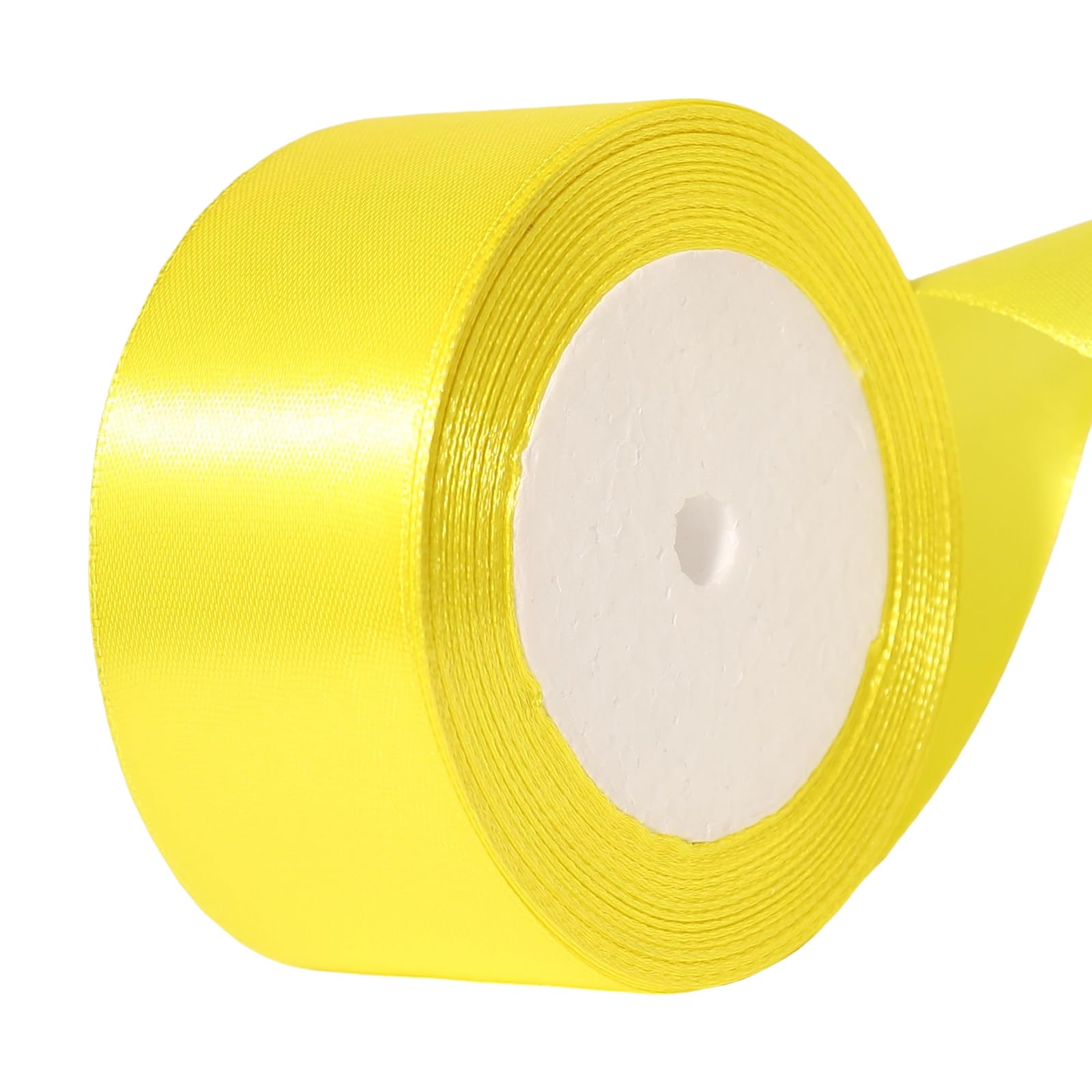 Dishaur 40mm Yellow Satin Ribbon for Gift Wrapping 22M Fabric Ribbon for Crafting Sewing, Christmas, Hair Bows and Cake Decoration
