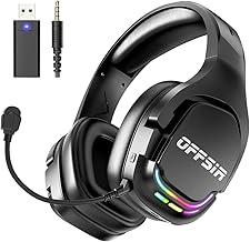 Wireless Gaming Headset with Noise Cancelling Microphone for PC PS5 PS4,Bluetooth Gaming Headset Surround Sound 2.4G USB Gamer Headphones with Mic RGB Lights for PlayStation Mac Computer Laptop