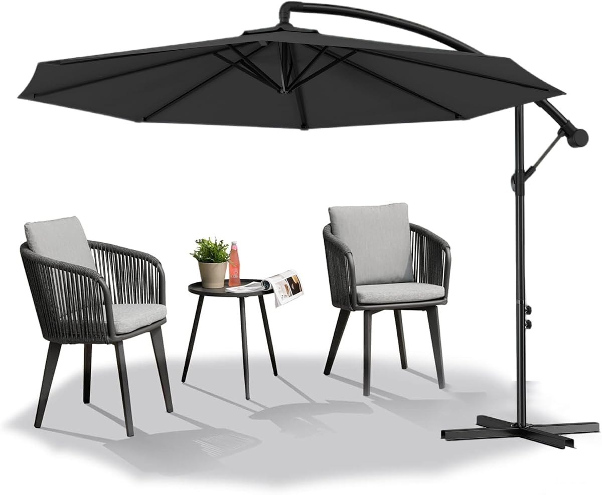 Froadp Ampelschirme mit Kurbel Alu Sonnenschirme Höhenverstellbar Balkonschirm UV40+ Sonnenschutz Windfest Gartenschrime Wasserdichte Marktschirm