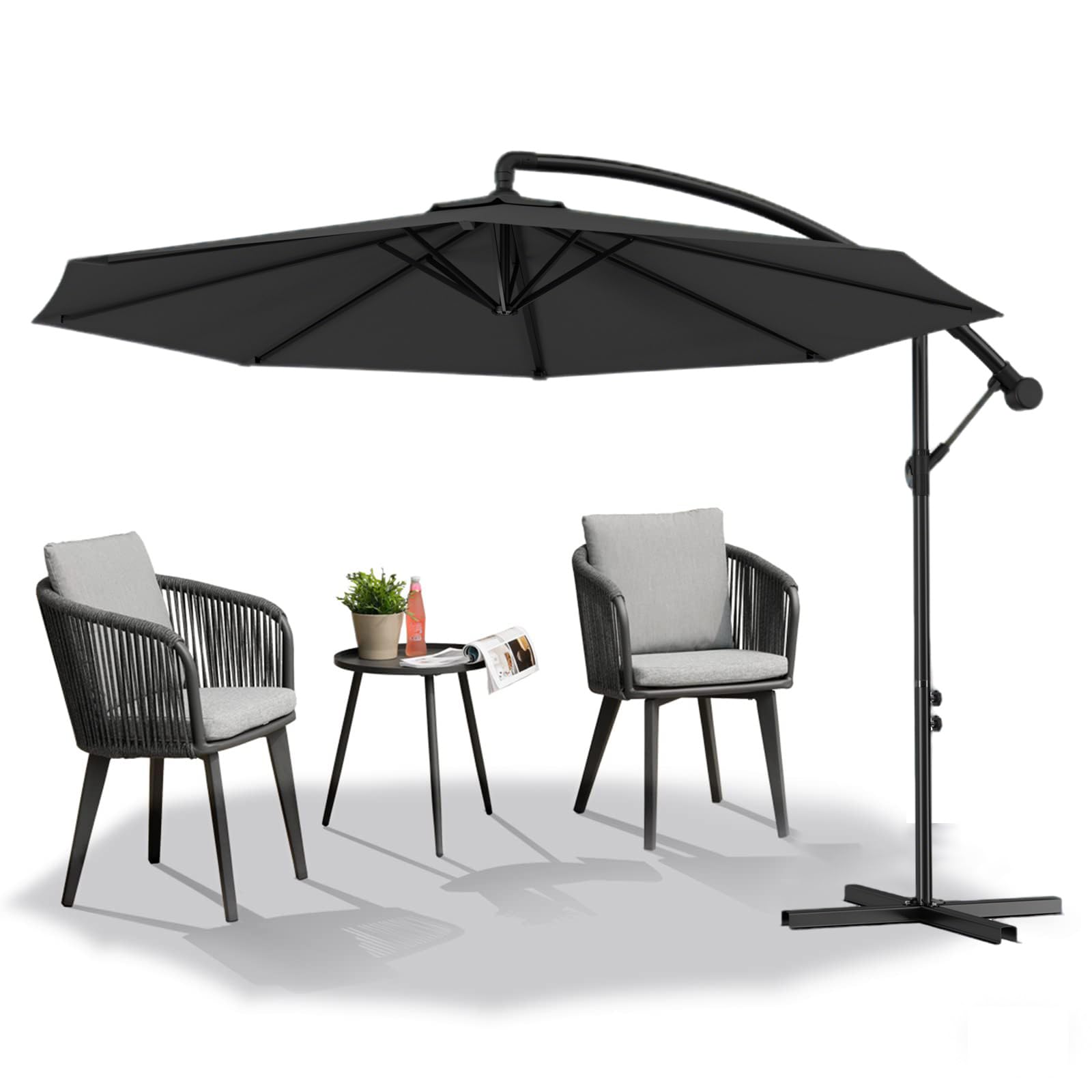 Froadp Ampelschirme mit Kurbel Alu Sonnenschirme Höhenverstellbar Balkonschirm UV40+ Sonnenschutz Windfest Gartenschrime Wasserdichte Marktschirm