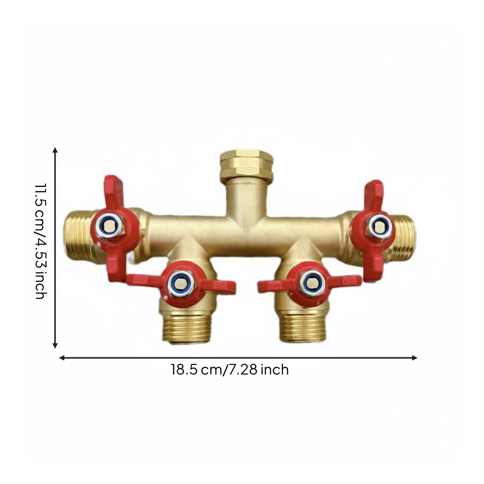 Qianly Sdoppiatore Rubinetto 4 Uscite Alta Portata Deviatore Acqua 4 Vie in Ottone Alto Flusso Valvola Distribuzione Acqua Giardino per Orto