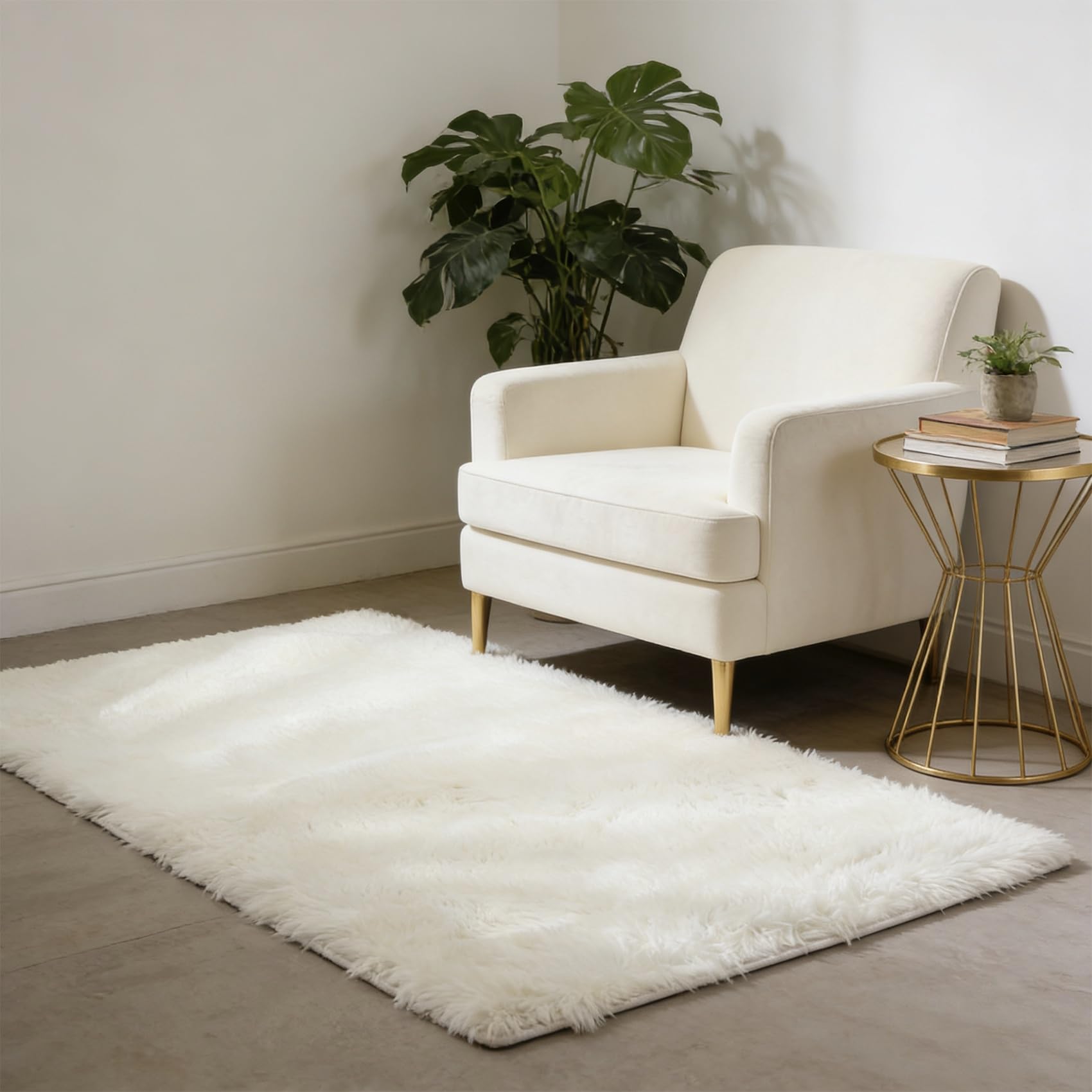 Tapis shaggy antidérapant et facile à entretenir pour salon
