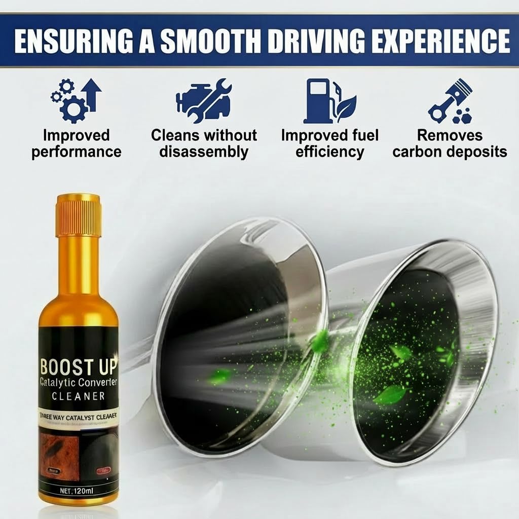 Catalytic Converter Cleaner Fuel System Cleaner Additive for Gas & Diesel Vehicles, Routine Maintenance Treatment, Supports Smooth Engine Operation, Easy Pour-in, 5 Pack 120ml
