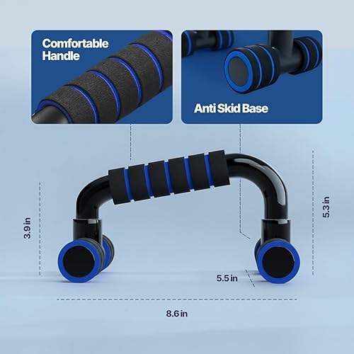 Miniatura 6 de Asas de empuje para piso, 1 par, equipo de entrenamiento en casa para hombres, barra de flexiones, paraletas de calistenia, barras de mano, equipo