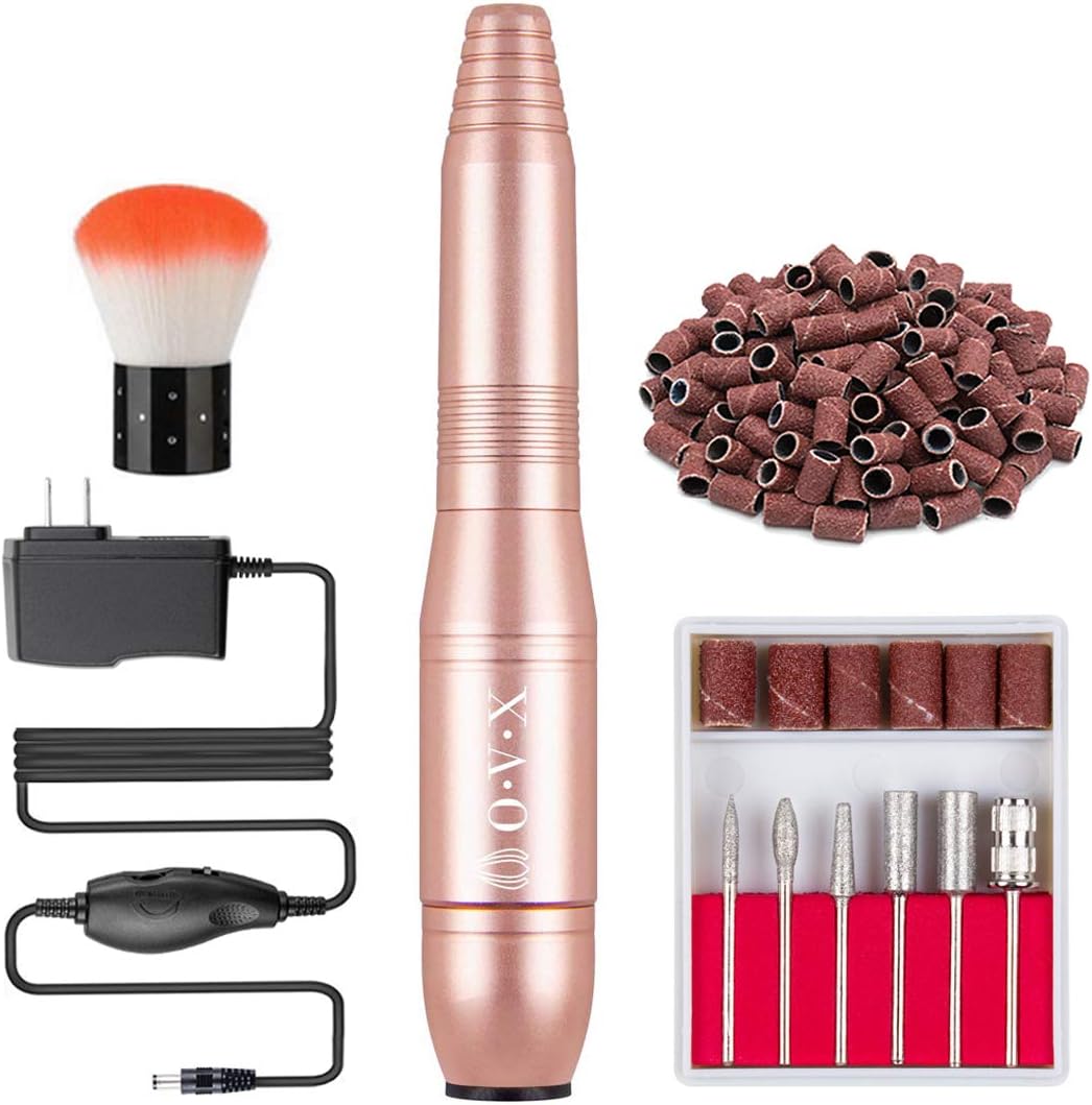 Portable Nail Drill Electric Nail File Professional 20000 RPM Manicure Pedicure Machine Nail File Drill Kit with Sanding Bands,Nail Drill Bits and Brushes for Acrylic Gel Nails(Gold)