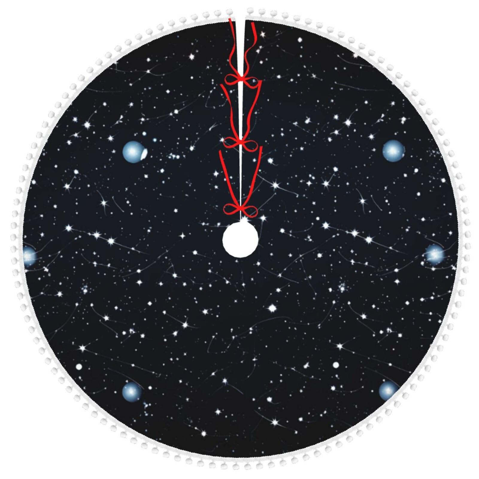 Jupe de sapin de Noël étoiles 122 cm, tapis haut de gamme en peluche douce