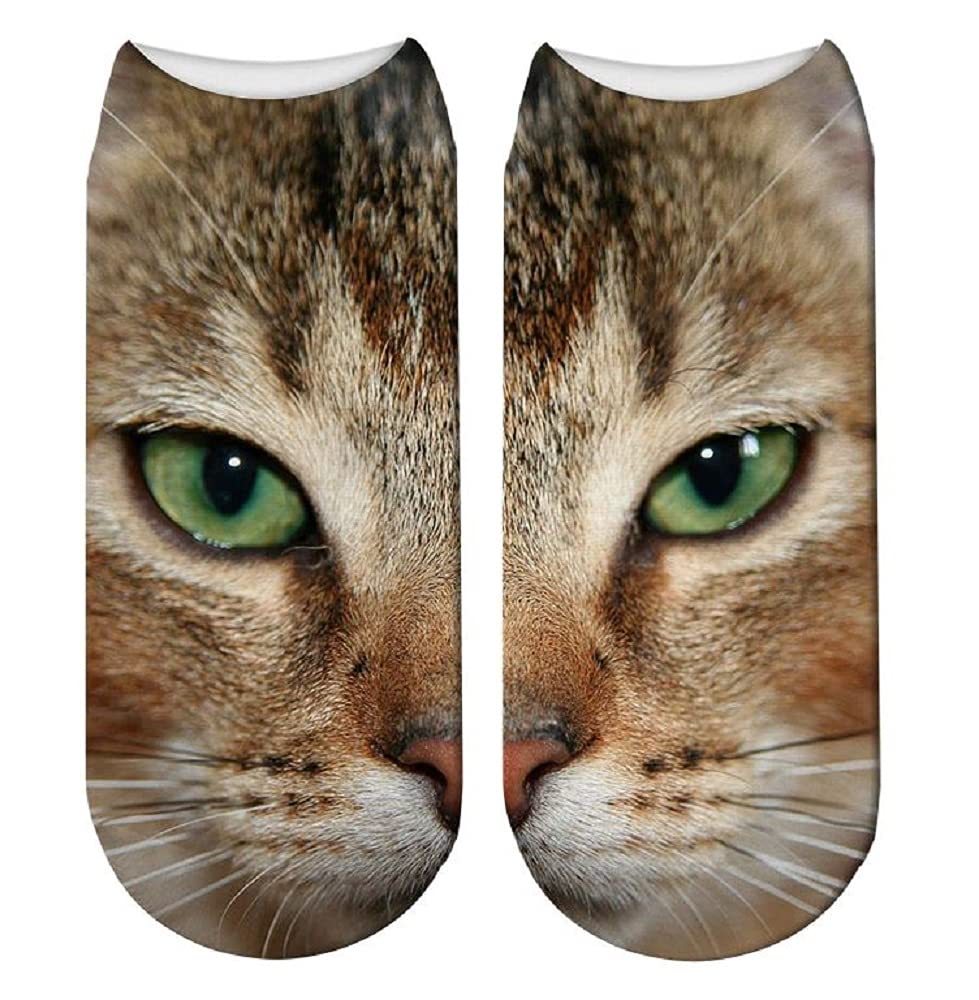 Furever Gifts Unisex Multicoloured Tabby Cat Trainer Socks One Size Polyester 1 Pair