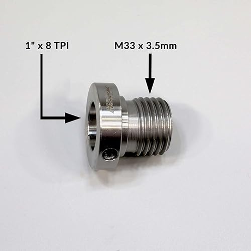 Miniatura 3 de Hurricane Turning Tools, Adaptador de husillo para torno de madera, M33 x 0.138 in externo a 1" x 8 TPI interno