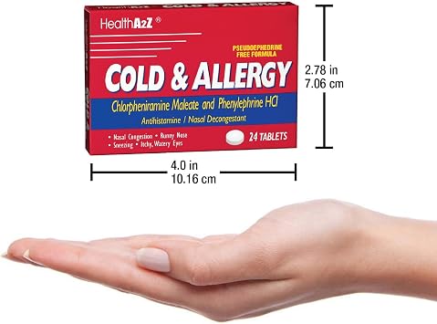 HealthA2Z Cold & Allergy | Chlorpheniramine Maleate & Phenylephrine HCl | 24 Tablets (Pack of 24) | 576 Total Tablets | Value Pack