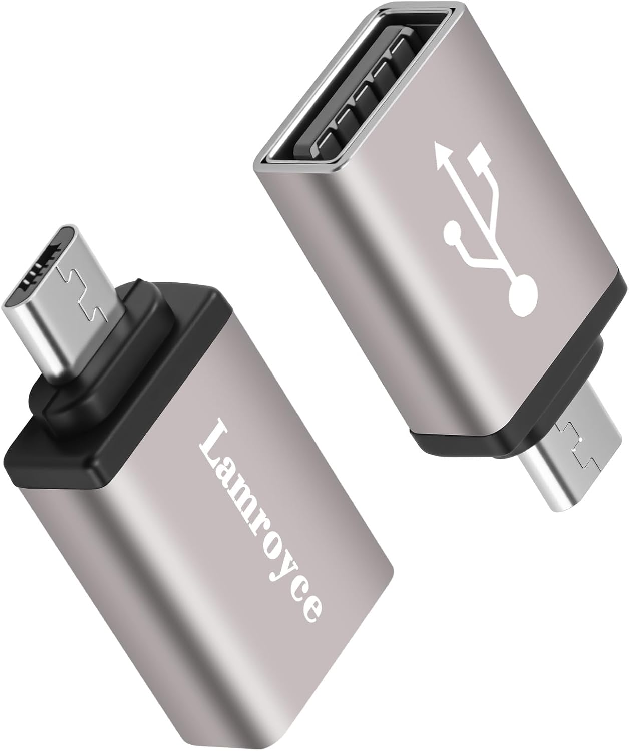 USB to Micro USB Adapter 2 Pack, Micro USB Male to USB 2.0 A Female OTG (On-The-Go) Converter Connector, Aluminum Alloy Shell, Compatible with Samsung Phone S7 S6, LG, Flash Drive, Mouse, Keyboard