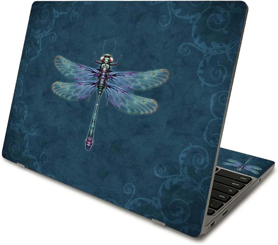 MightySkins Skin Compatible with Samsung Chromebook 4 (2021) 11.6" - Vibrant Dragonfly | Protective, Durable, and Unique Vinyl Decal wrap Cover | Easy to Apply and Change Styles | Made in The USA