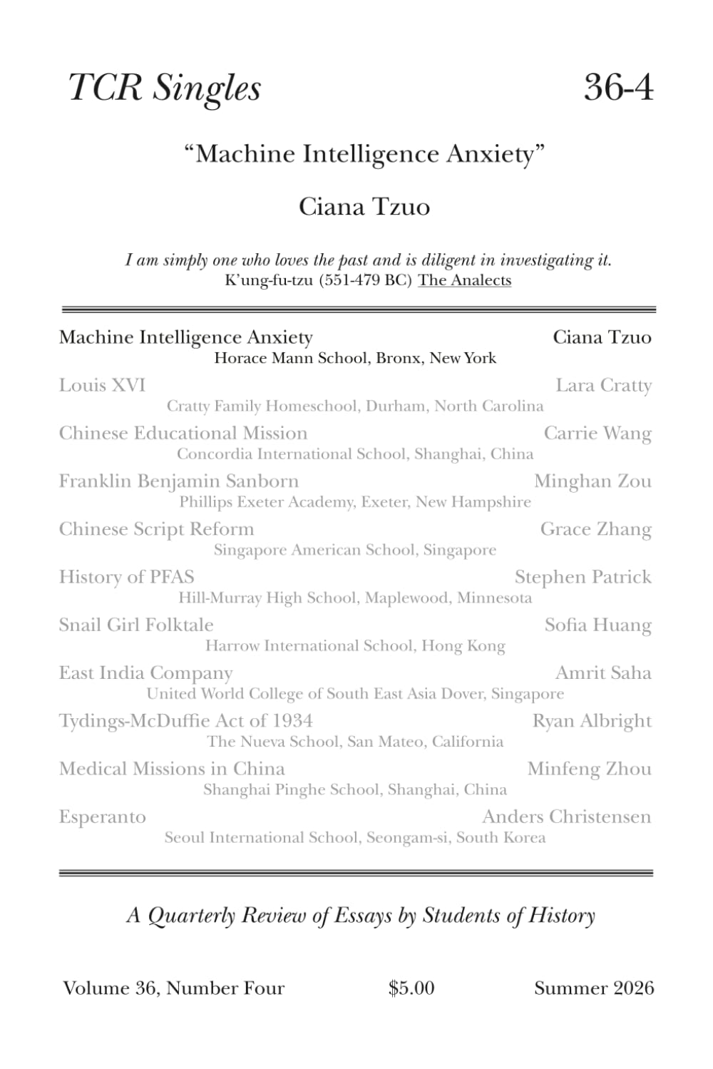 TCR Singles 36-4 Machine Intelligence Anxiety