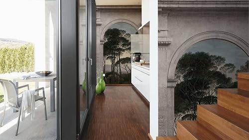 Miniatura 7 de CONCORD WALLCOVERINGS  Papel tapiz floral para dormitorio, arcos de árboles, gris, azul y verde, 62.6 pulgadas de ancho x 110 pulgadas de alto, 3