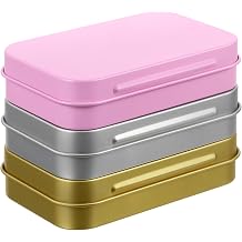 3PCS Small Tin with Lids 3.7x2.3x0.8 In Metal Tin Box Rectangular