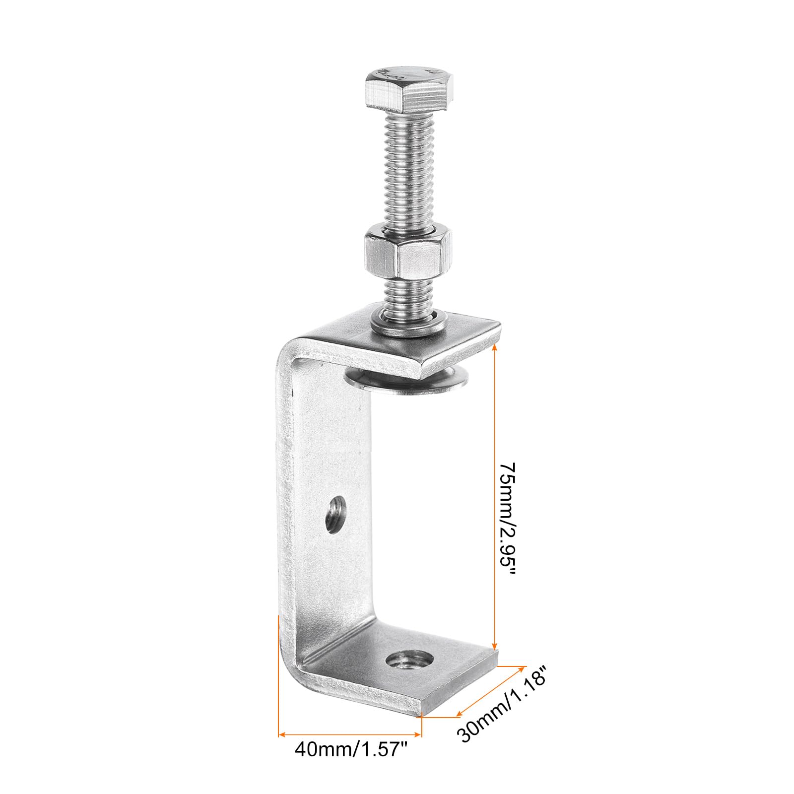 sourcing map 4 abrazaderas C de acero inoxidable 304 de 75 mm de ancho, abrazaderas de madera de apertura de mandíbula de metal en U para carpintería, soldadura, construcción, montaje en el hogar