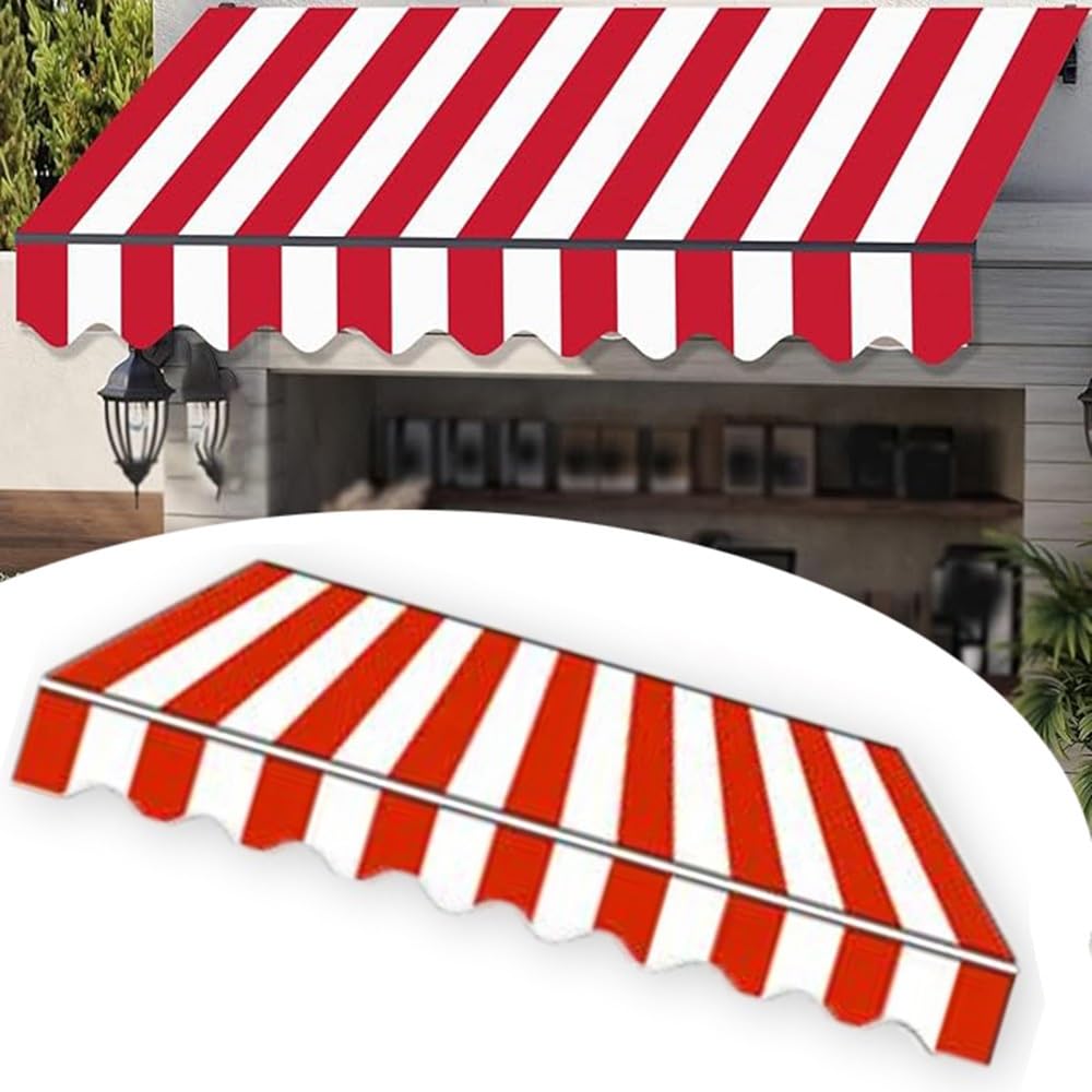 Markiza na patio 3 x 3 m, zapasowa tkanina – do użytku na zewnątrz, osłona przeciwsłoneczna, wysuwana markiza do okien i drzwi, odporna na warunki atmosferyczne, czerwona, 3 x 2 m