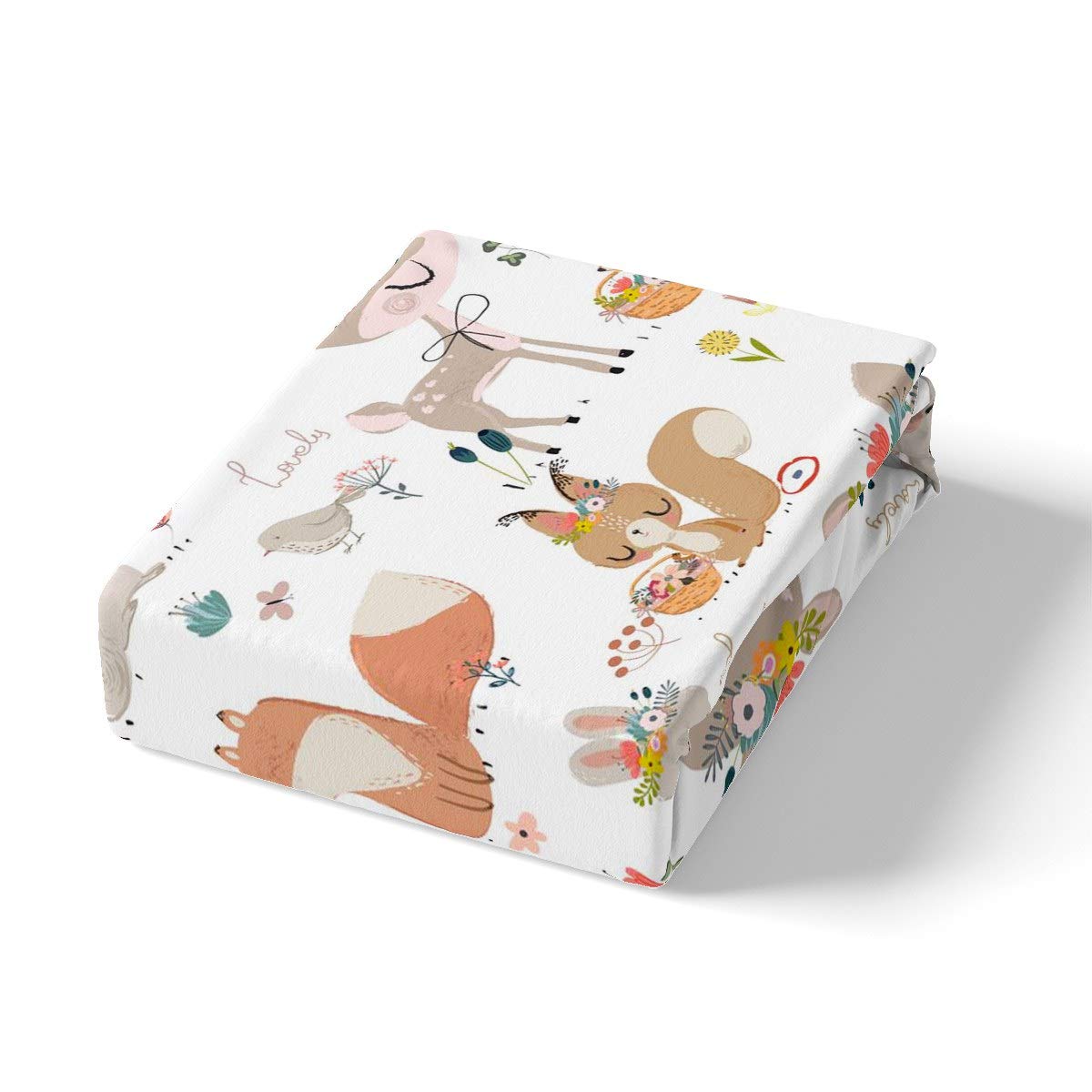 Homemissing Set di Biancheria da Letto con Animali Motivo Coniglio, Volpe, Cervo, Scoiattolo, Fiori e Natura - Leggerissimo Copriletto Singolo