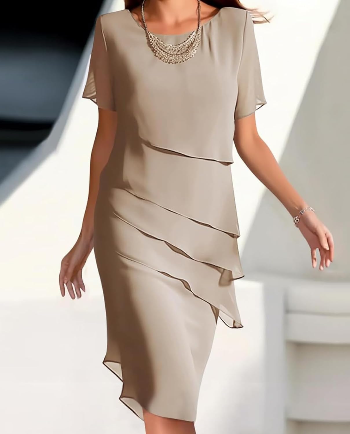 Womens Vintage Church Ruffle Sleeve Dress Ladies Ruched Bodycon Work Midi Pencil Dress 2024 Spring Fall Winter 2025