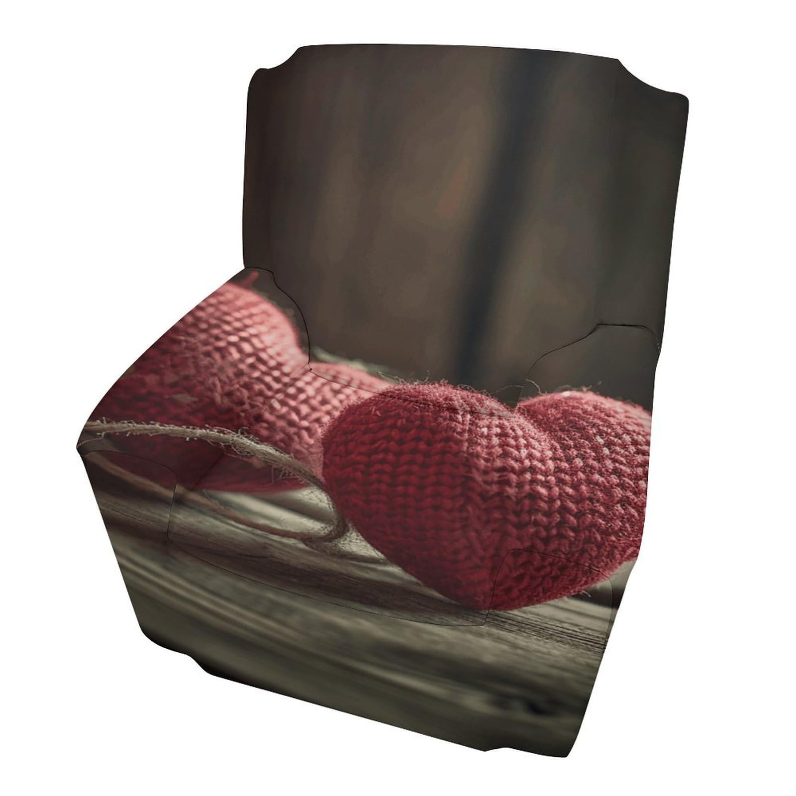 Housse de canapé extensible imprimée cœurs | Protection fauteuil standard 81 à 119 cm
