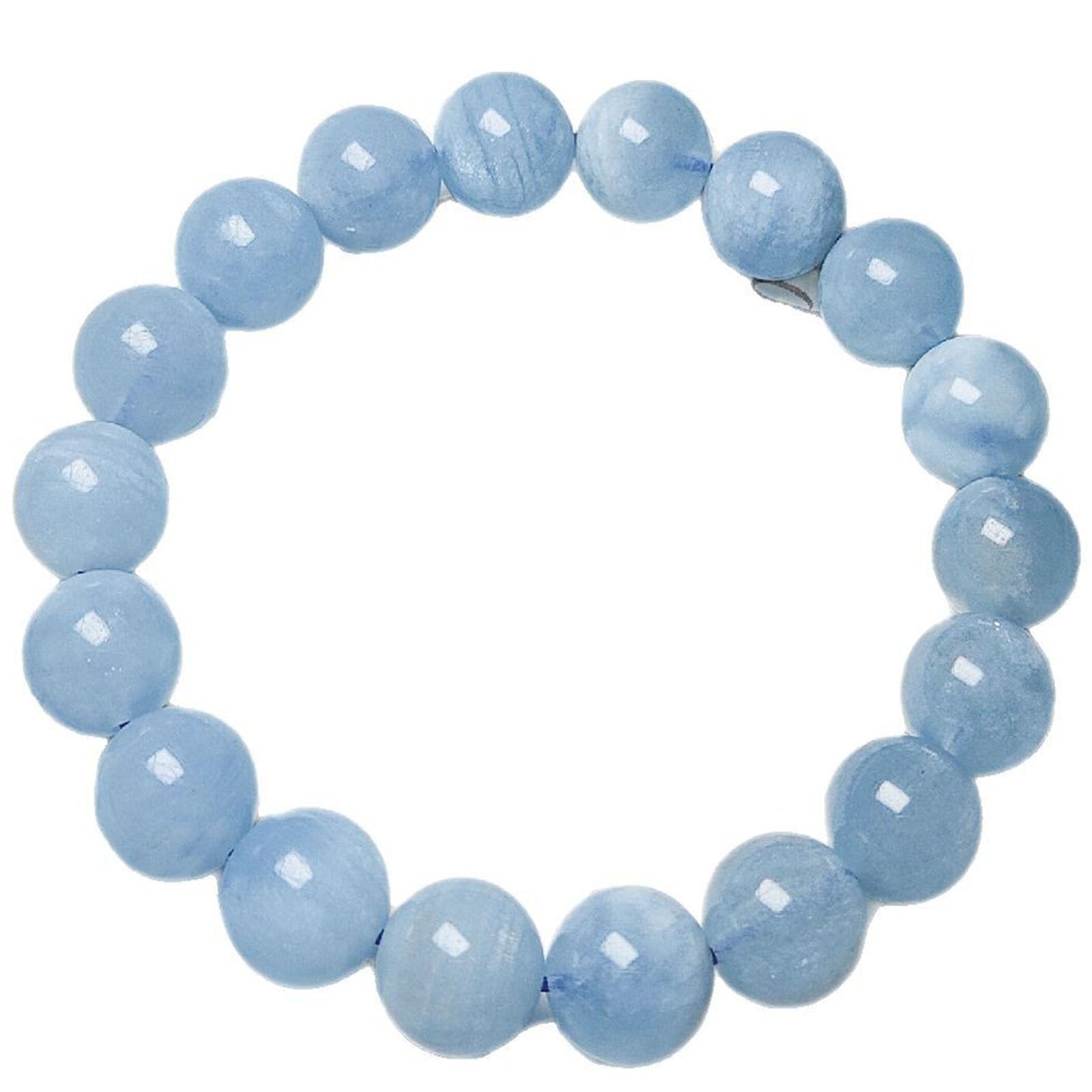 Braccialetti Elastici Acquamarina Azzurra Bracciale Acquamarina per Donna Uomo, Perline Elasticizzate in Cristallo Blu Naturale per calmare energia e alleviare Lo Stress, Regalo,10MM