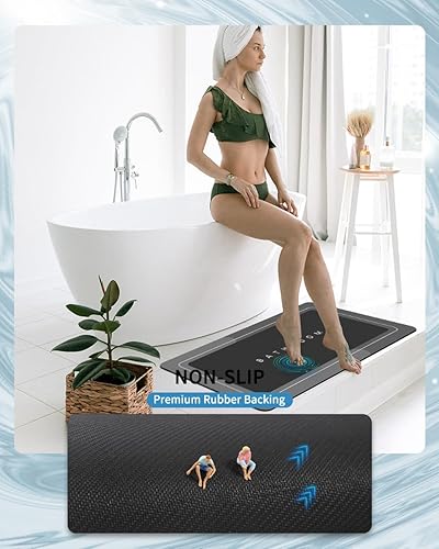 Miniatura 4 de Tapetes de baño de 24 x 48 pulgadas, tapete mágico modernizado de goma antideslizante de secado rápido, absorbente, alfombra de baño para ducha
