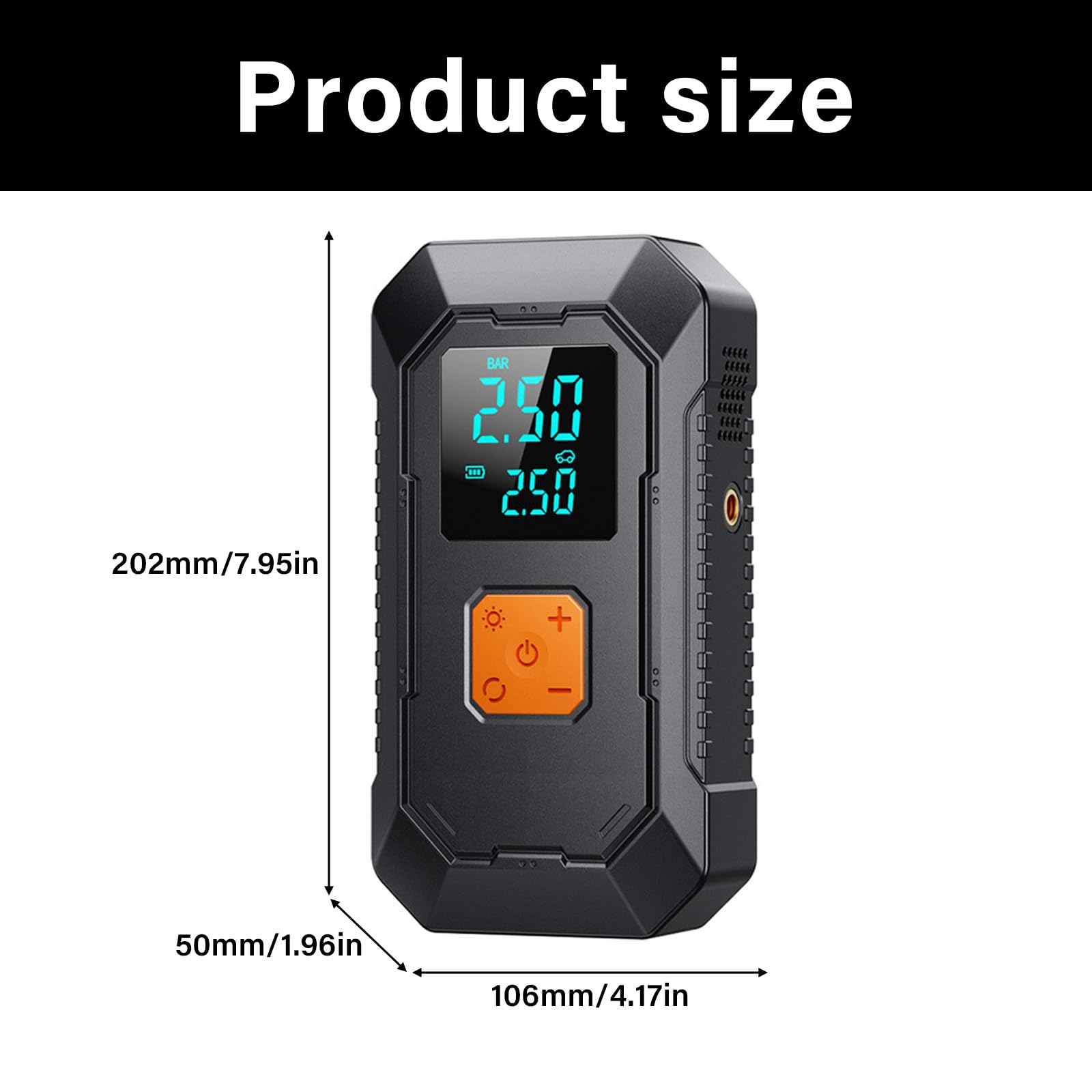 Compresor de Aire 2 en 1 y Adaptador de Corriente para inflar neumáticos de Bicicleta y, con luz Led, Recargable por USB C, Bola para Bicicleta y Motocicleta