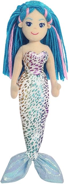 AURORA, 33089, Sea Sprites Nerine The Mermaid Soft Toy, 10In, (Blue, Sapphire, Pink, Purple, Peach)