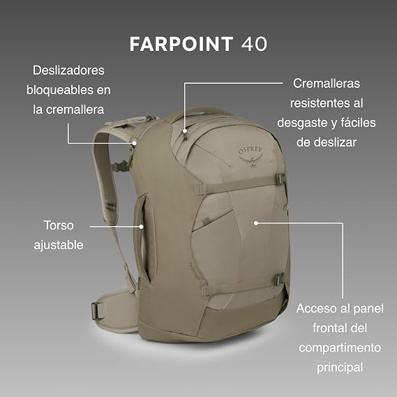 Osprey Farpoint Men's Travel Backpack, 40L, Black