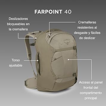 Osprey Farpoint Men's Travel Backpack, 40L, Black