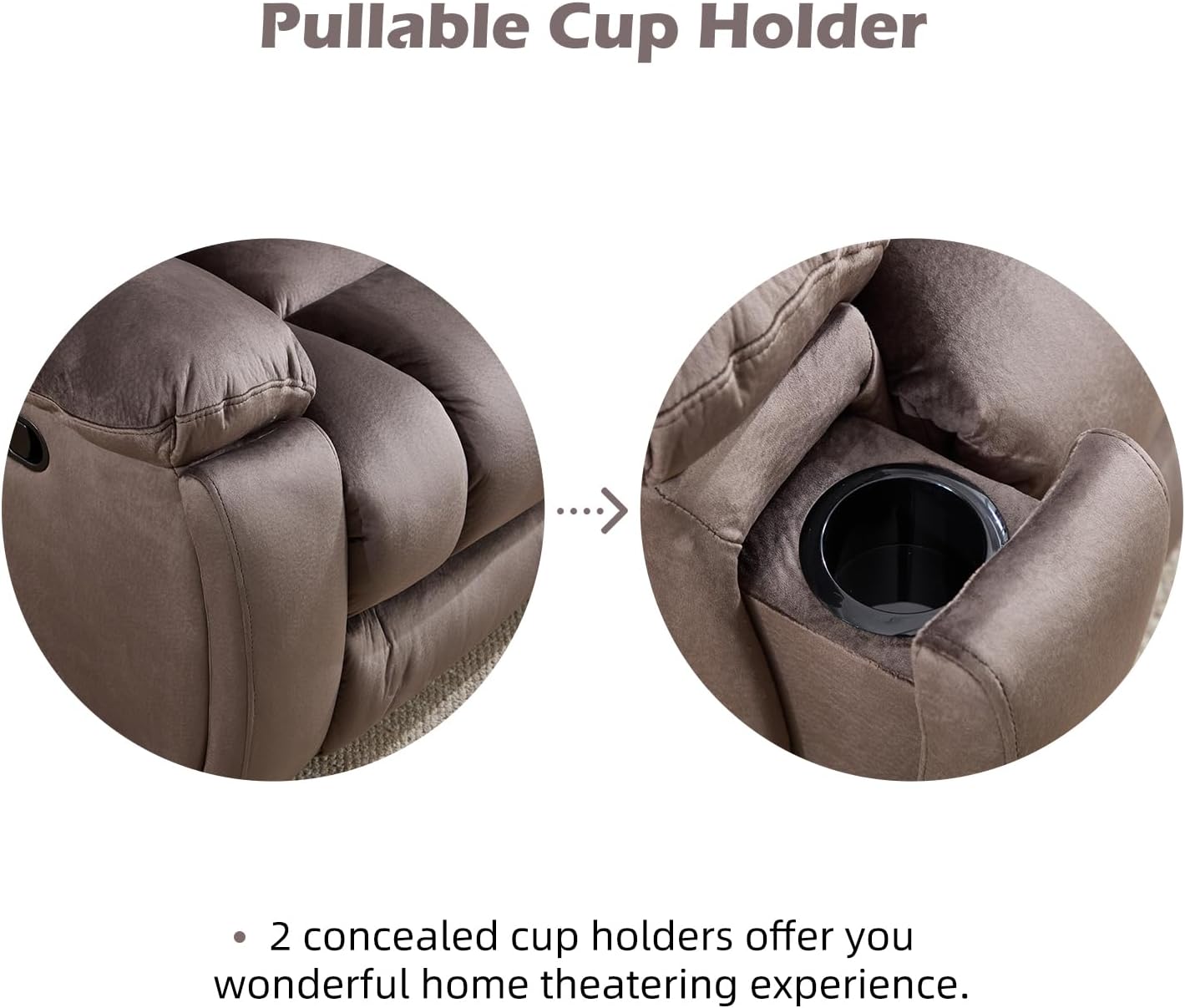 EBELLO 2 Pieces Recliner Sofa Chair Furniture Set, Overstuffed Reclining Loveseat Couch and Wide 3PC Bonded Recliner Sofa Set for Living Room, Brown (Loveseat+Sofa)