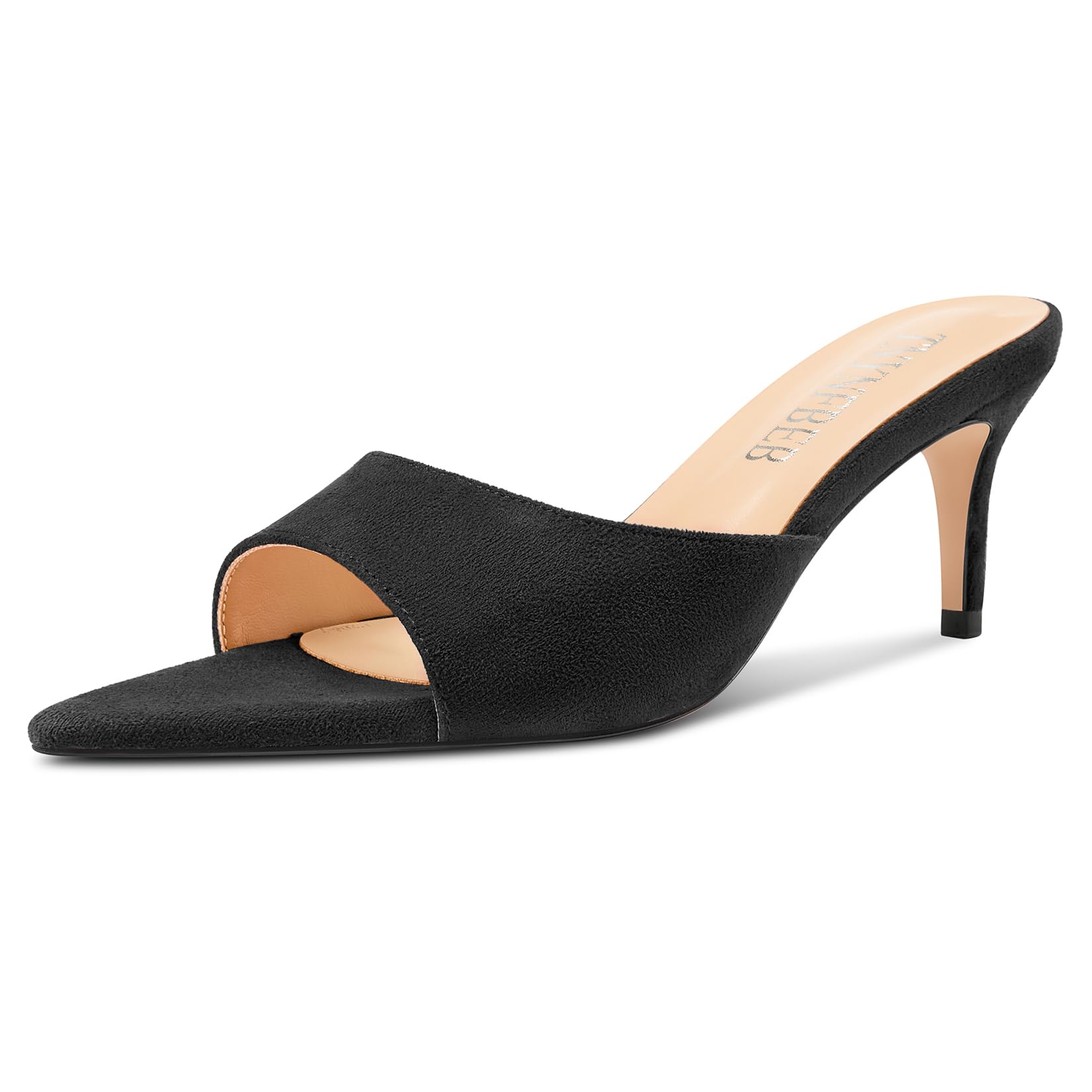 Womens Mid Heel Pointed Toe Sandals Mules Shoes Slip-on Slingback Prom Party Dress Basic Classic Summer 2.6 Inches Heels