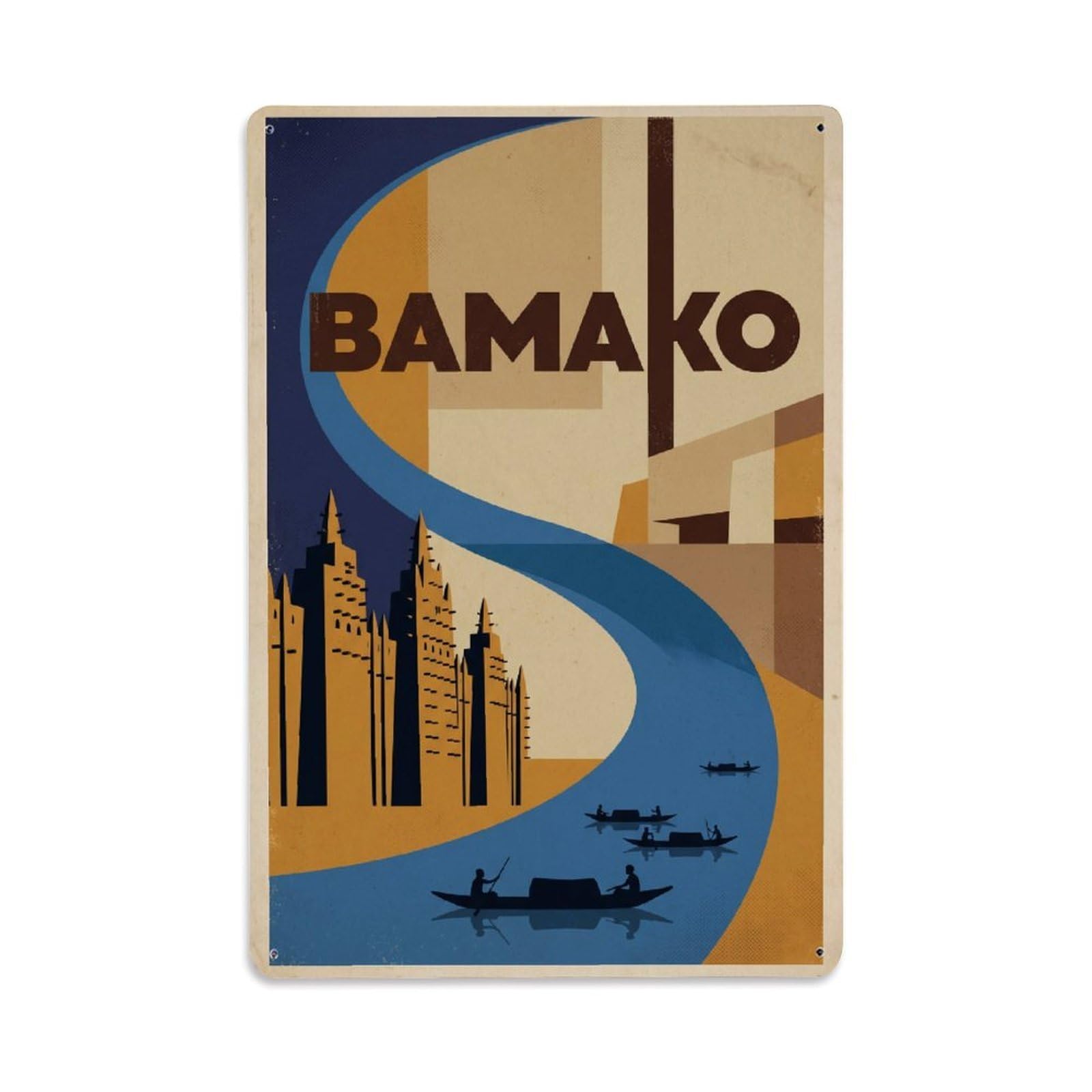 Metal Tin Sign Travel Retro Mali Bamako
