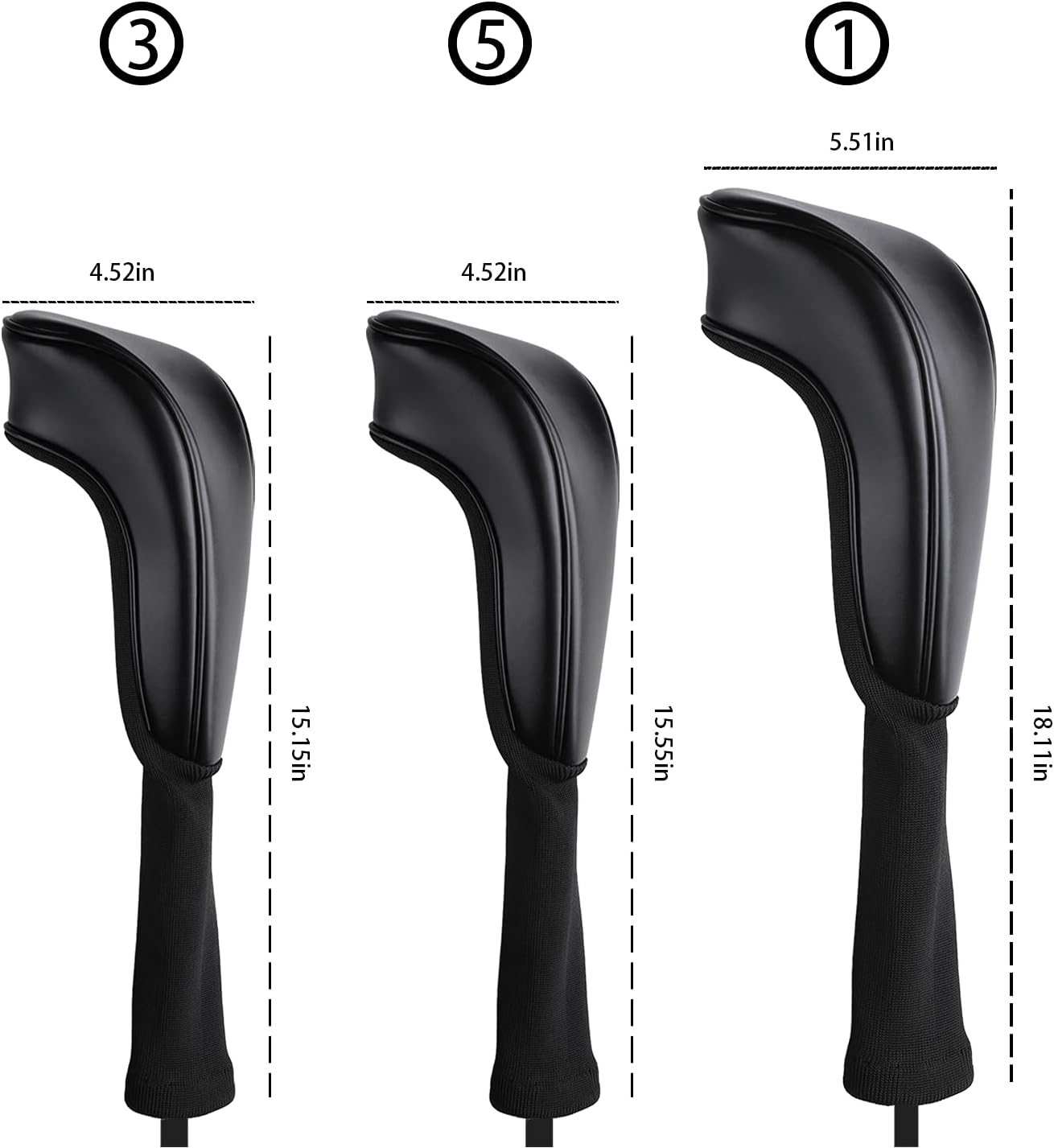 DeepRoar Golf Club Head Covers for Woods and Drivers, Golf Wood Head Cover with Long Necks and Interchangeable Labels, Suitable for All Fairways and Woods 3 Pieces : Sports & Outdoors