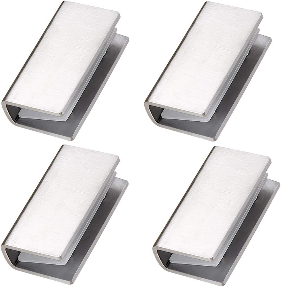 DOKU HOME DOKU 4Pcs Adjustable 304 Stainless Steel Glass Clip Clamp Support 0.32 Inch Inch(8mm)-0.48 Inch Inch(12mm) Glass Shelf Brackets, Space Saving Bathroom Wall Mounted, Brushed Finished