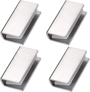 DOKU Adjustable 304 Stainless Steel Glass Clip Clamp Shelf Brackets Holder, 4 Pack Brushed Finish Heavy Duty Wall Mounted Clamp Shelf Clip Glass Clamp Support