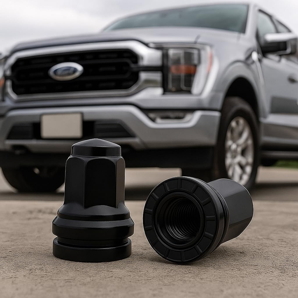 20 OEM Black Closed End Flat Washer Type Lug Nuts 14x1.5 Replacement for Ford Super Duty 2003-2020