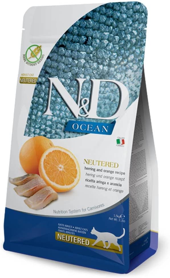 Farmina N&D Herring and Orange Dry Neutered Cat Food, 1.5 Kg