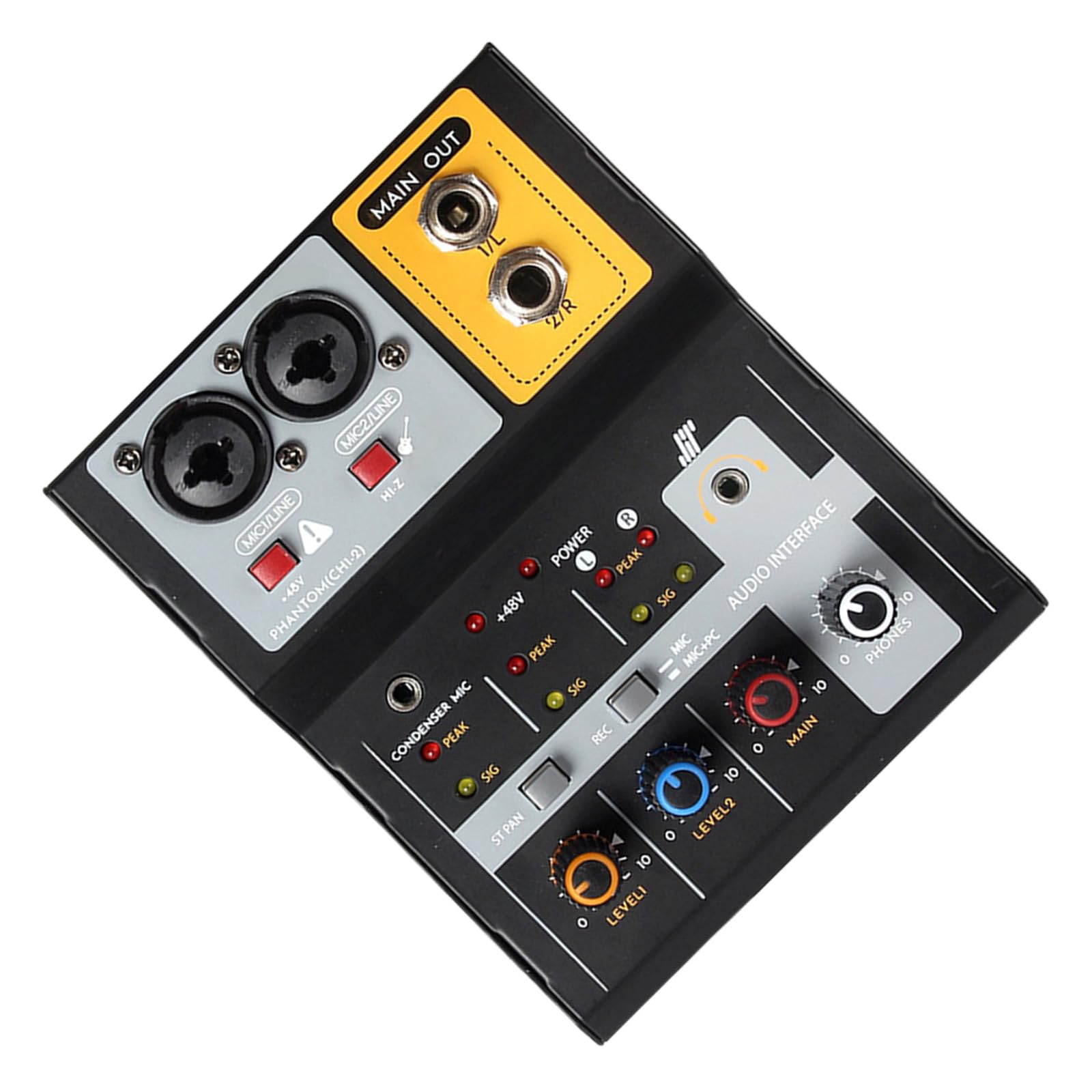 Mezclador de estudio de 2 canales, placa de sonido, mezclador auditivo USB con sonido Hifi 32 bits/384 kHz resolución para audio USB