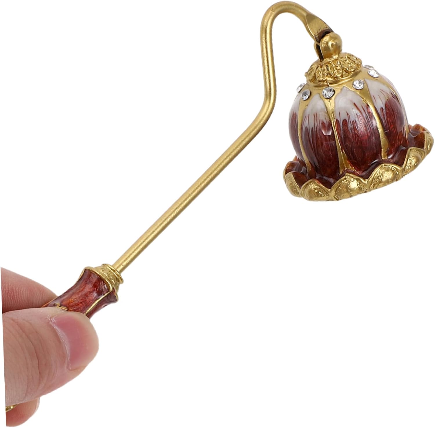 KALLORY Vintage Lotus Candle Snuffer with Long Handle, Metal Wick Extinguisher Tool for Candle Flame, Retro Flame Snuffer Accessory for Home Décor and Aromatherapy Use