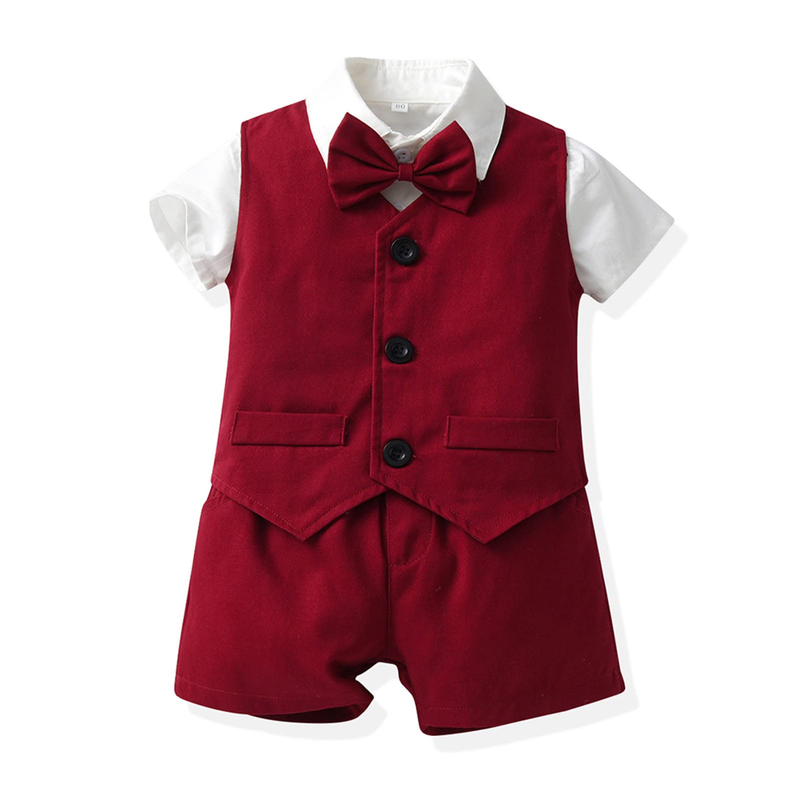 Completo Elegante Bambino Estivo, Battesimo Bimbo - Completini E Coordinati Gentiluomo Manica Corta Body Camicie Bretelle Pantaloni Estate Neonato Abiti, 1-5 Anni
