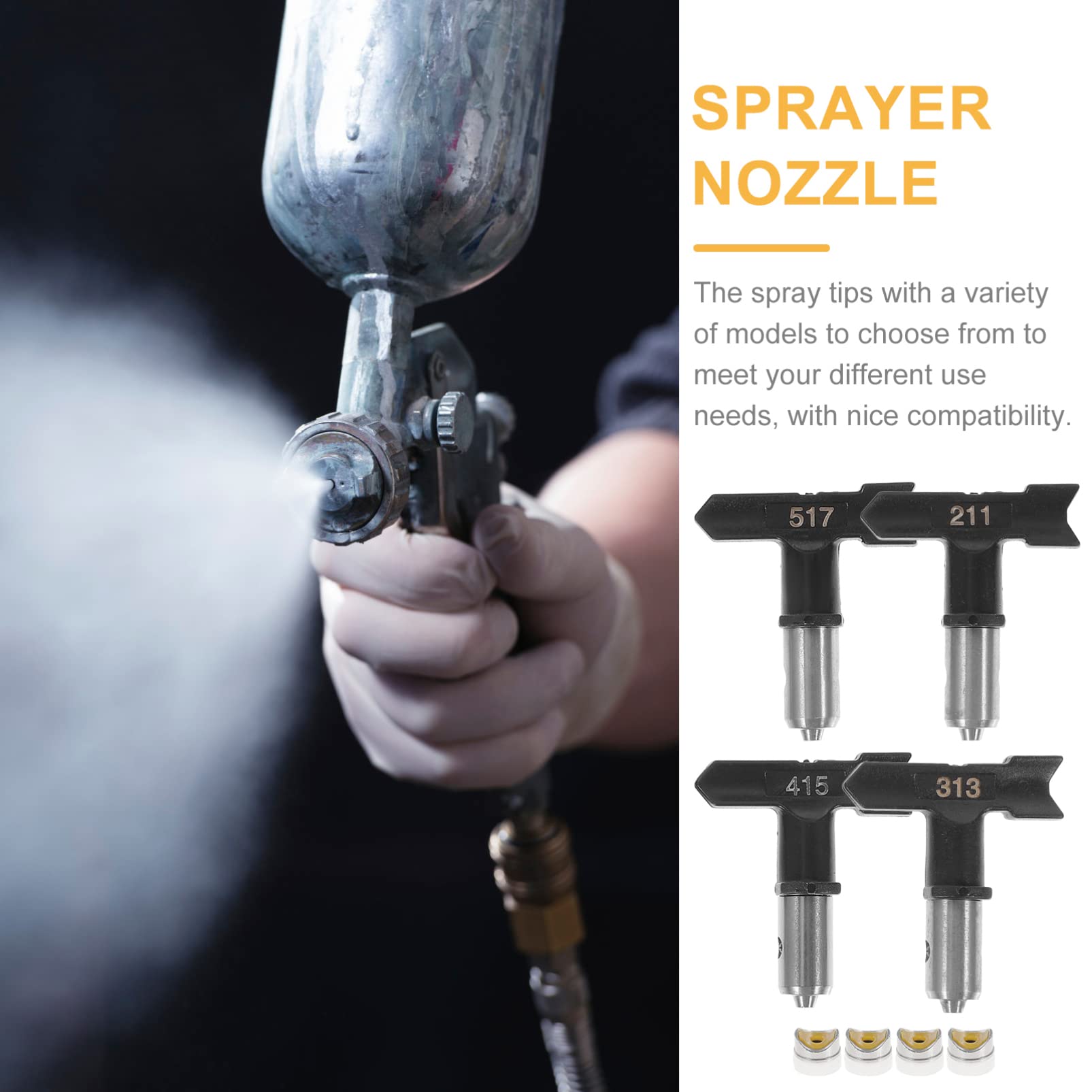 Angoily 4pezzi Ugelli per Irroratrice Senza Aria Accessori per Spruzzatori Nozzles per Vernice con Diverse per Pittura Decorazione e Finiture di Mobili