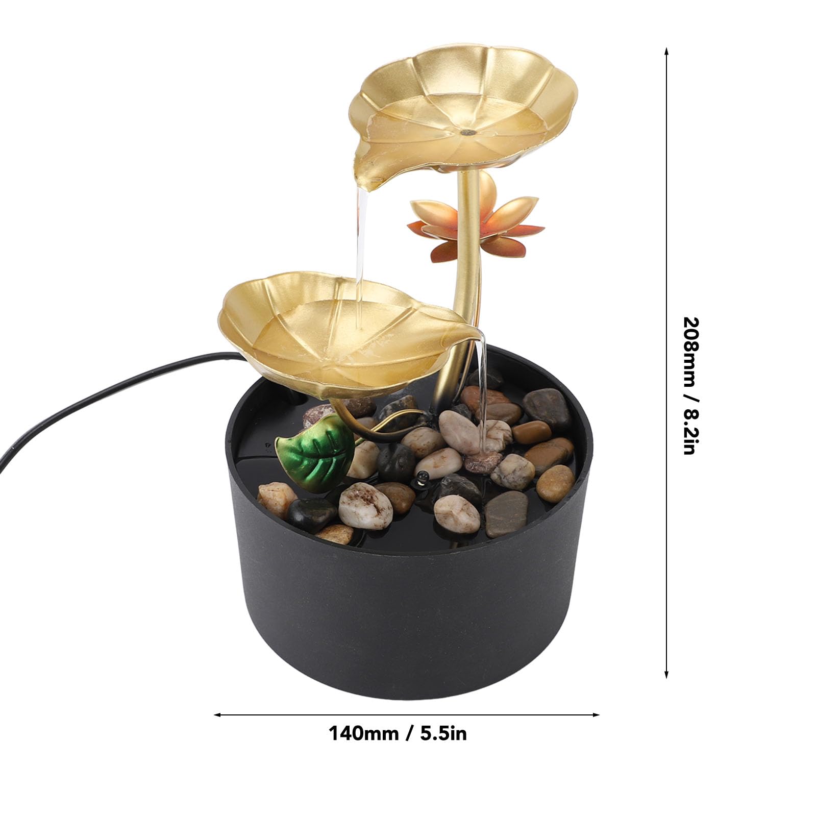 Tnfeeon Fuente de Agua de Mesa, Cascada Interior de 3 Niveles con Luces LED, Fuente de Agua de Relajación para Escritorio de Oficina en Casa